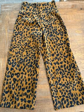Leopard Print Wide-Leg Women's Pants - Black & Brown